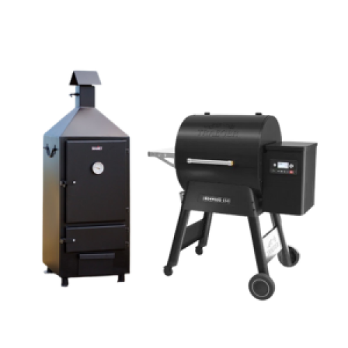 Pellet grills and smoking chambers