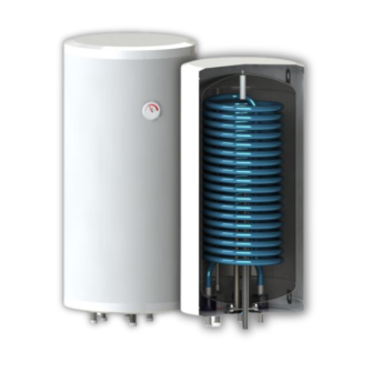 Water heater for heat pump (wall-mounted), 150 L, 520 × 1110 mm, heat exchanger 1.8 m² + 3 kW electric heating element, Sunsystem