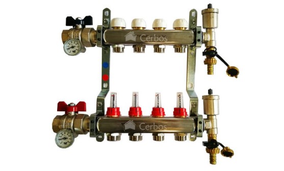 Manifold with flow meters 4x1" x 3/4"